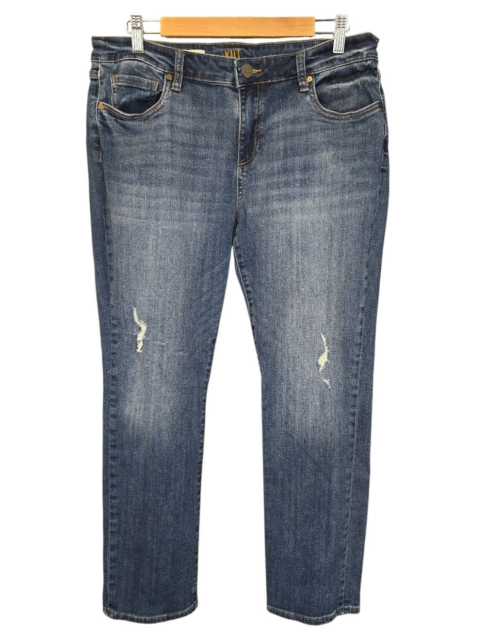 KUT From The Kloth Boyfriend Jeans 12P Petite Distressed Stretch Denim
